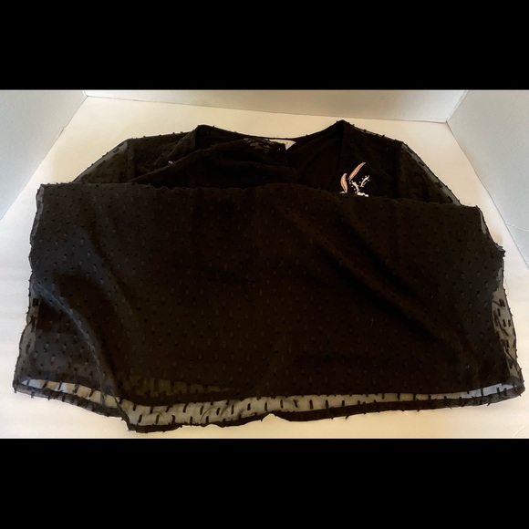 Tantrums Black Dotted Swiss Embroidered Peasant Boho Ladies Top Size Large - Picture 11 of 16